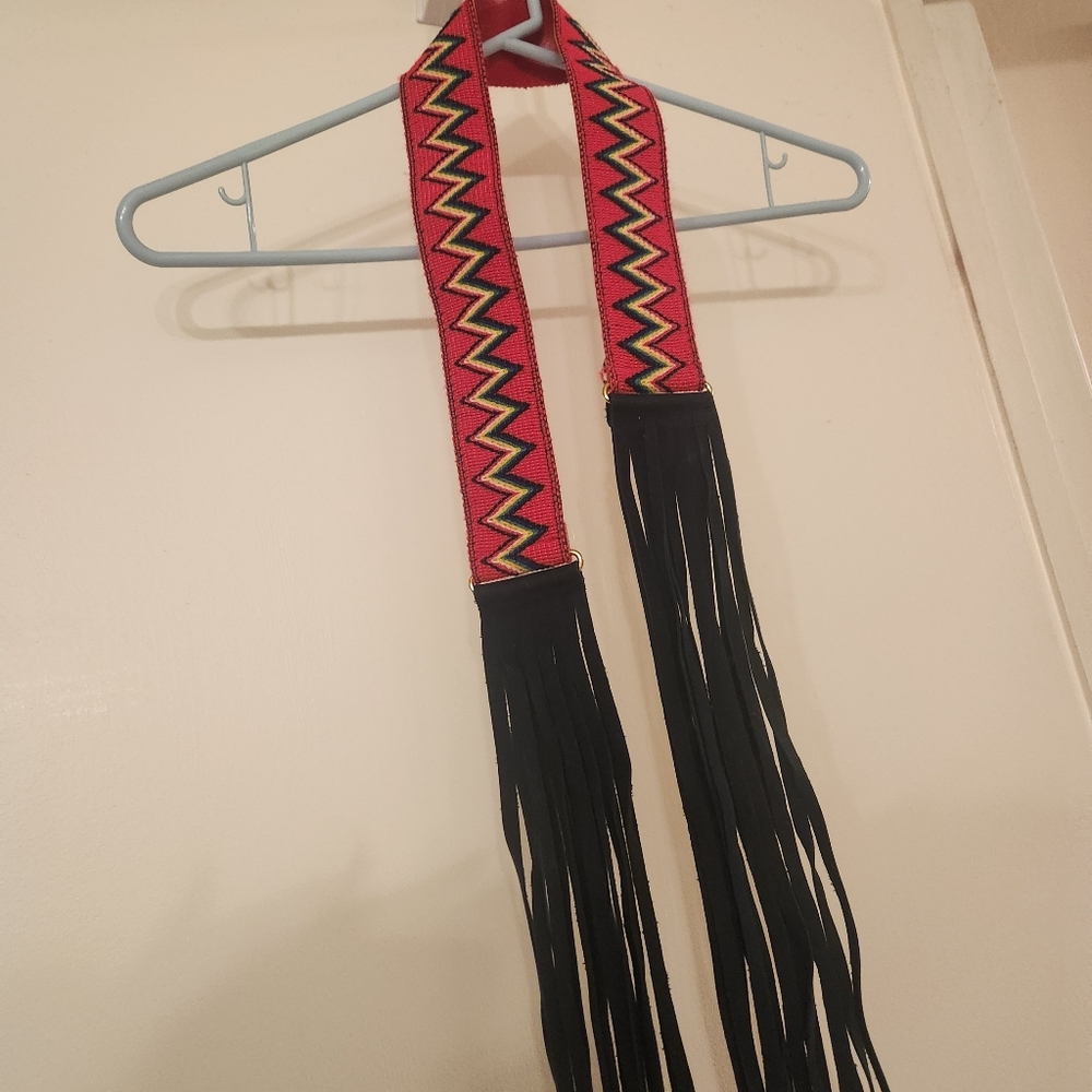 Vintage 1960s Vibrant Red and Navy Blue  Zigzag Women's Belt